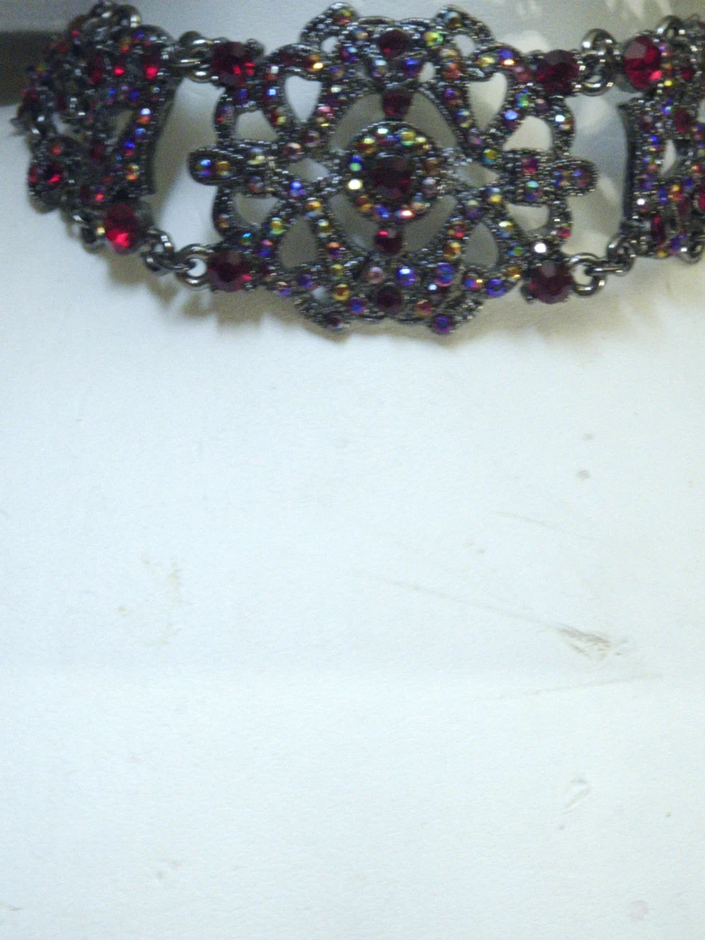 NWT Vintage Gothic Red Rhinestone Choker Necklace Earring Set Original Packaging